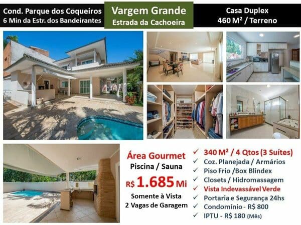 Casa Vargem Grande Estr. da Cachoeira Pq. dos Coqueiros 340M²