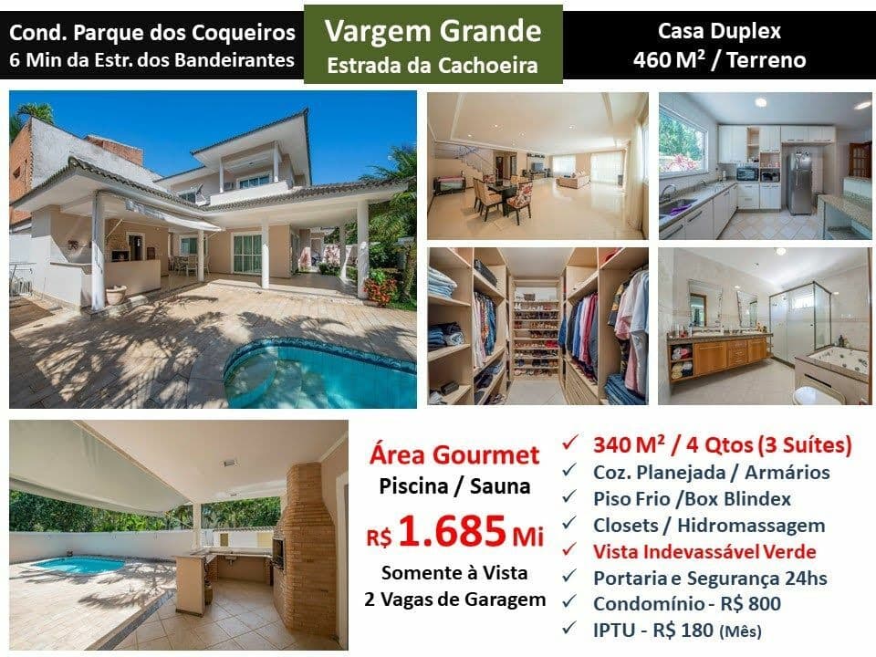Casa Vargem Grande Estr. da Cachoeira Pq. dos Coqueiros 340M²