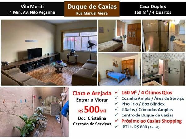Casa Caxias Vila Meriti Manuel Vieira 160M²