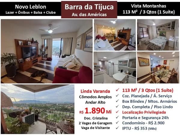 Apto Barra da Tijuca Novo Leblon 113M²