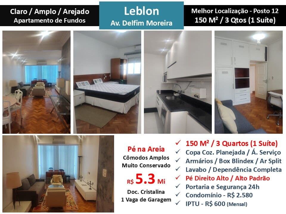 Apto Leblon Praia Delfim Moreira 150M²