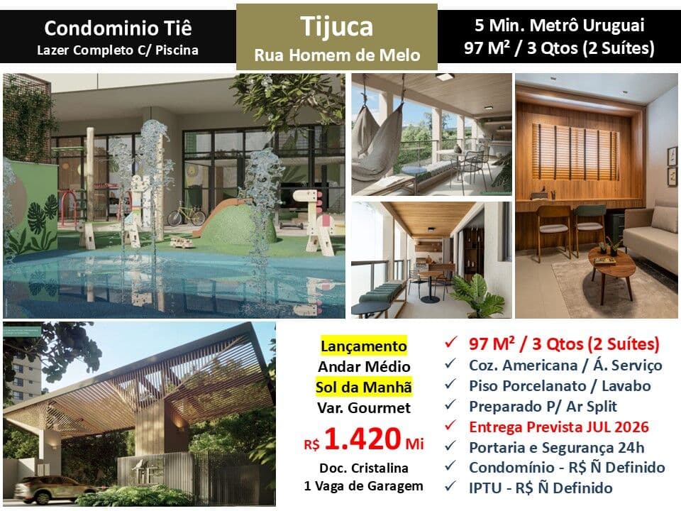 Apto Tijuca Homem de Melo Tiê 97M²