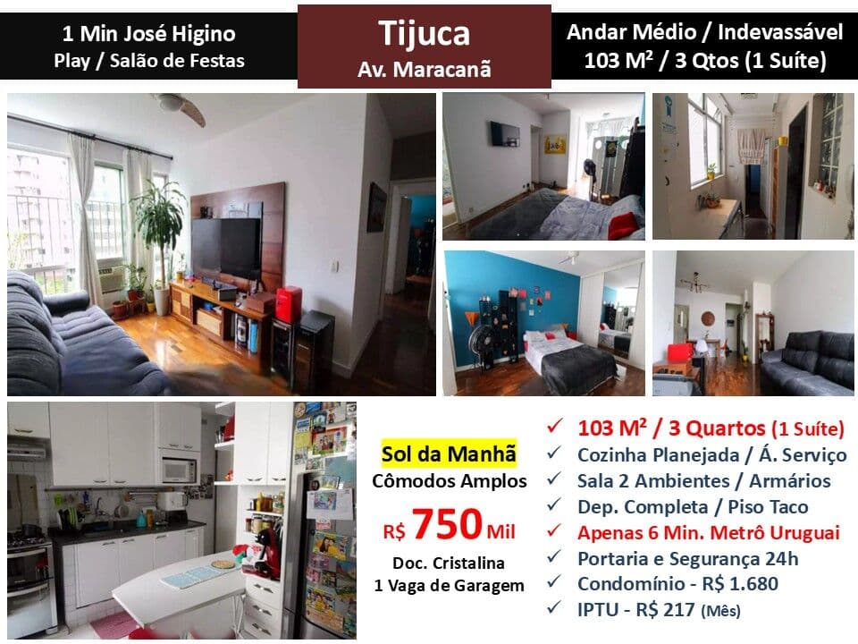 Apto Tijuca Maracanã 103M²
