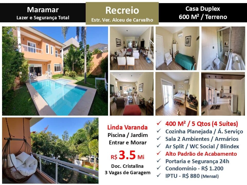 Casa Recreio Maramar 400M² 2