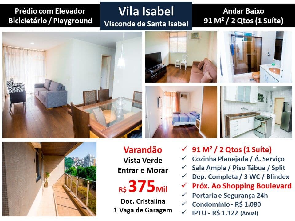 Apto Vila Isabel Vis. de Santa Isabel 91M²