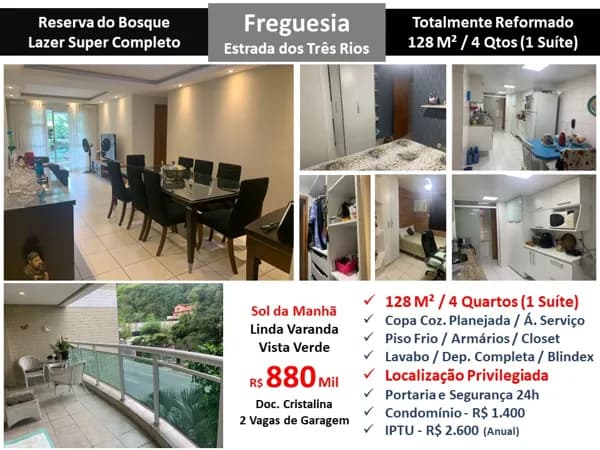 Apto JPA Freguesia Reserva do Bosque 128M²