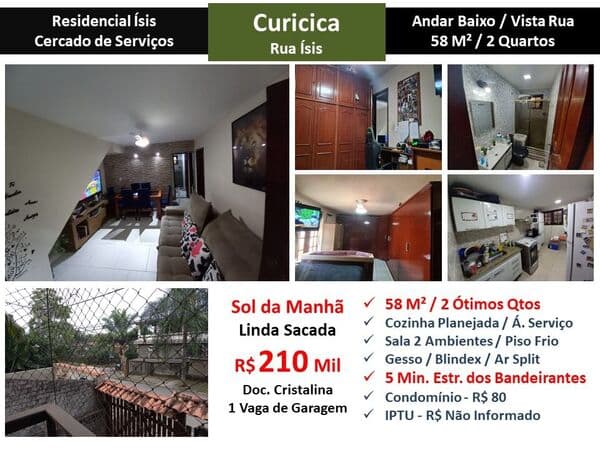 Apto JPA Curicica Residencial Ísis 58M²