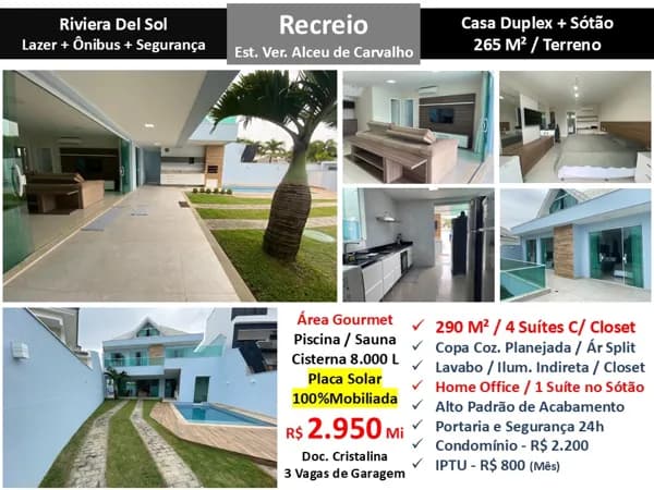 Casa Recreio Riviera Del Sol 290M² 2