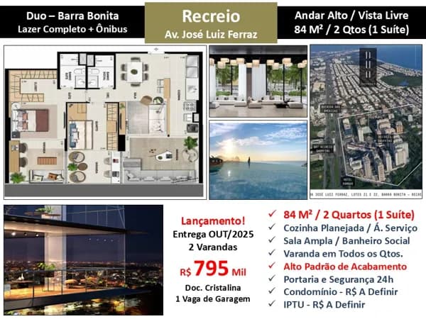 Apto Recreio Barra Bonita Duo 84M²