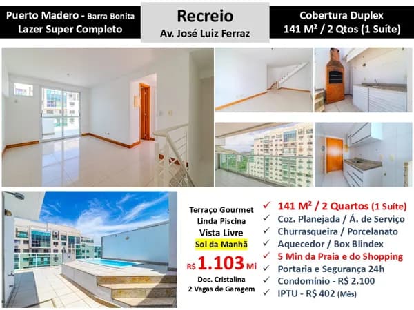 Cob Recreio Barra Bonita Puerto Madero 141M²