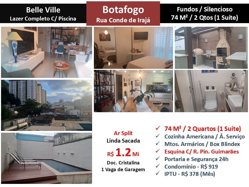 Apto Botafogo Conde de Irajá Belle Ville 74M²