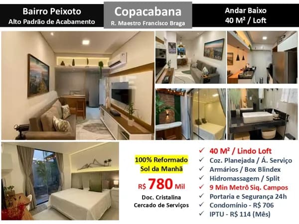 Apto Copacabana Maestro Francisco Braga 40M²