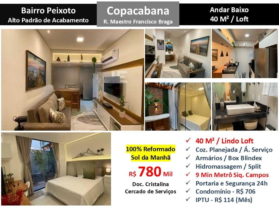 Apto Copacabana Maestro Francisco Braga 40M²