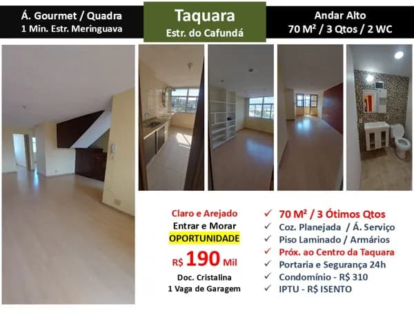 Apto JPA Taquara Cafundá 70M²