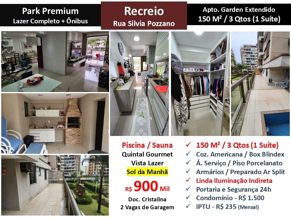 Apto Recreio Zico Park Premium 150M² Garden 2