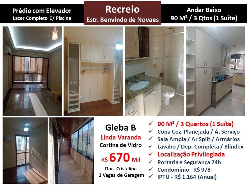 Apto Recreio Gleba B Benvindo de Novaes 90M²