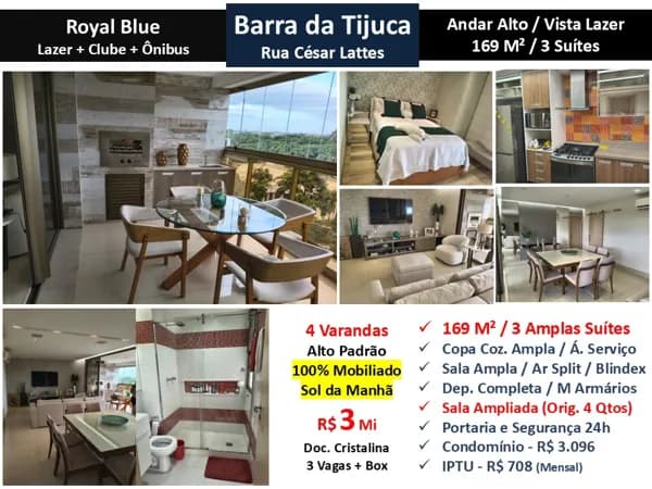 Apto Barra da Tijuca Blue Royal Blue 169M²