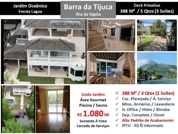 Casa Barra da Tijuca Ilha da Gigóia 388M²
