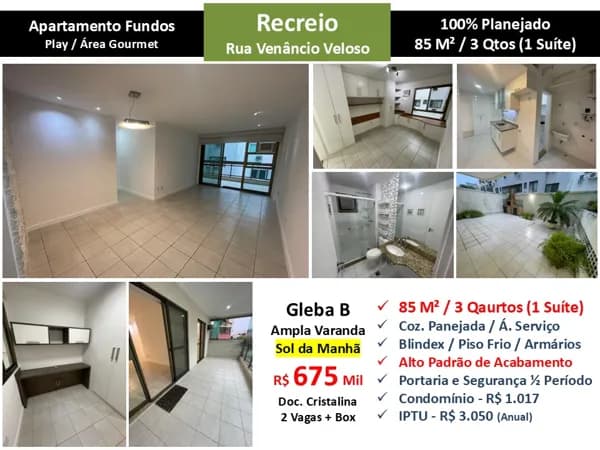 Apto Recreio Gleba B Venâncio Veloso 85M²