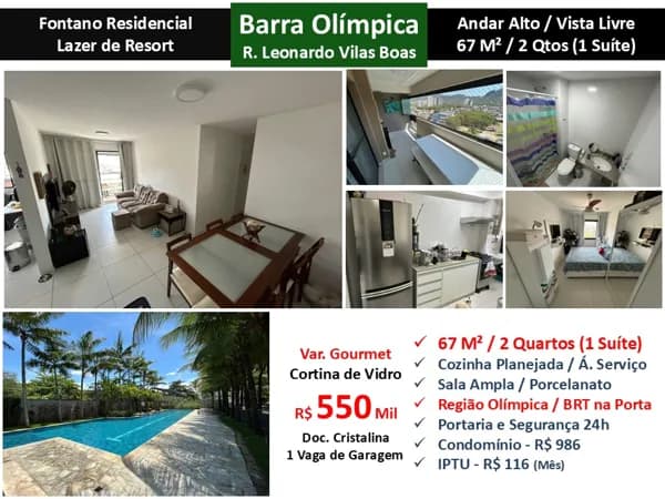 Apto Barra Olímpica Fontano 67M²
