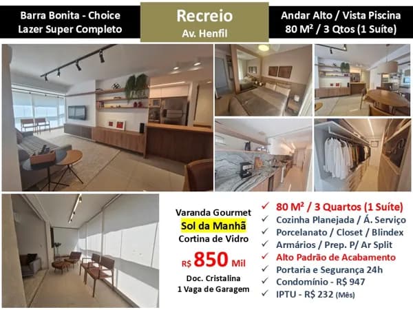 Apto Recreio Barra Bonita Choice 80M² 3