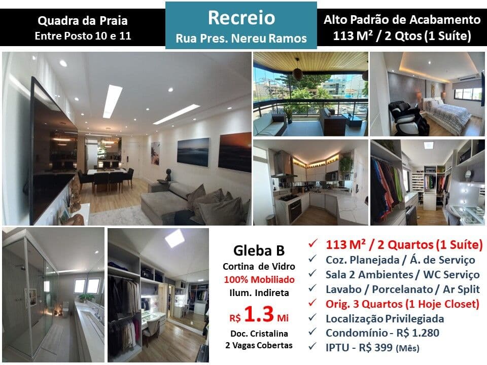 Apto Recreio Gleba B Praia Nereu Ramos 113M²