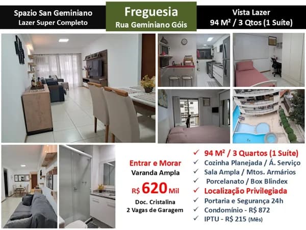 Apto JPA Freguesia Spazio San Geminiano 94M²