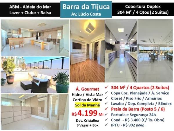 Cob Barra da Tijuca ABM Aldeia do Mar 304M²