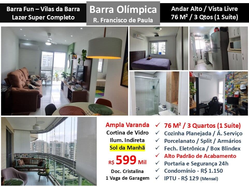 Apto Barra da Tijuca Curicica Barra Fun 76M²