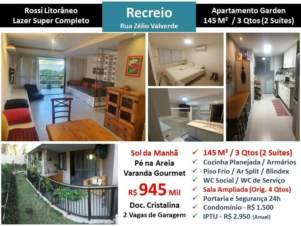 Apto Recreio Praia Rossi Litorêneo Garden 145M²