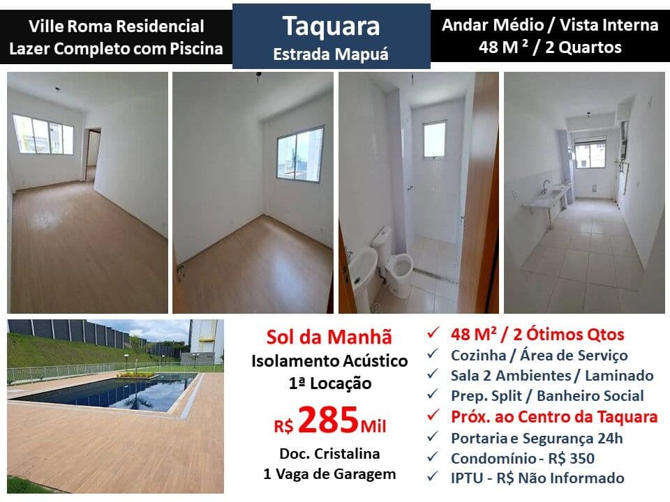 Apto JPA Taquara Ville Roma 48M²
