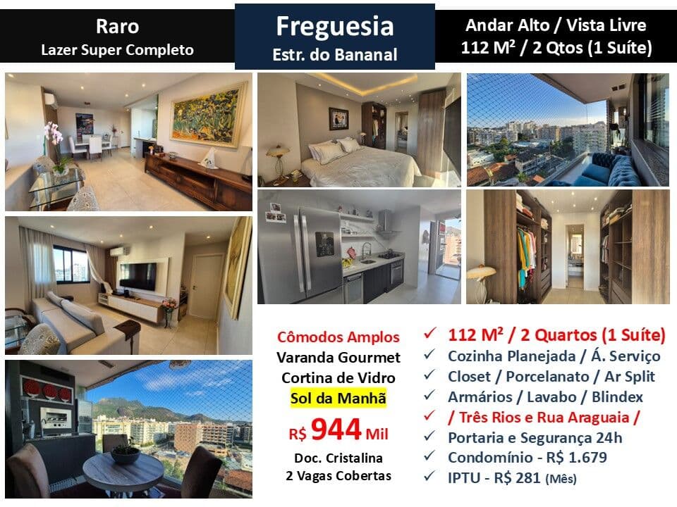 Apto JPA Freguesia Bananal Raro 112M²