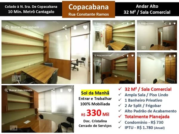 Sala Copacabana Constante Ramos 32M²