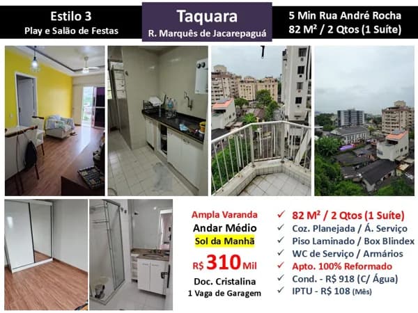 Apto JPA Taquara Marquês de Jacarepaguá Estilo 3 82M²