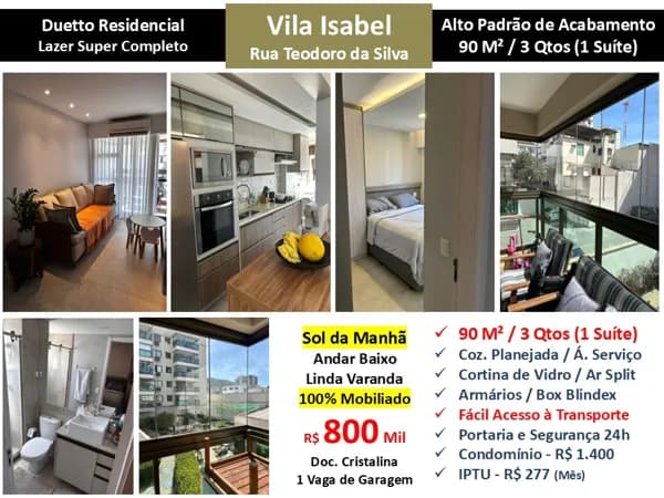 Apto Vila Isabel Teodoro da Silva Duetto 90M²