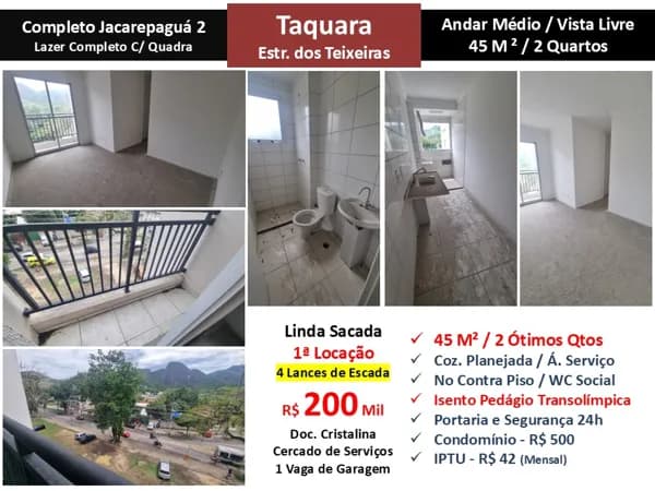 Apto JPA Taquara Rio Grande Completo 2 45M²