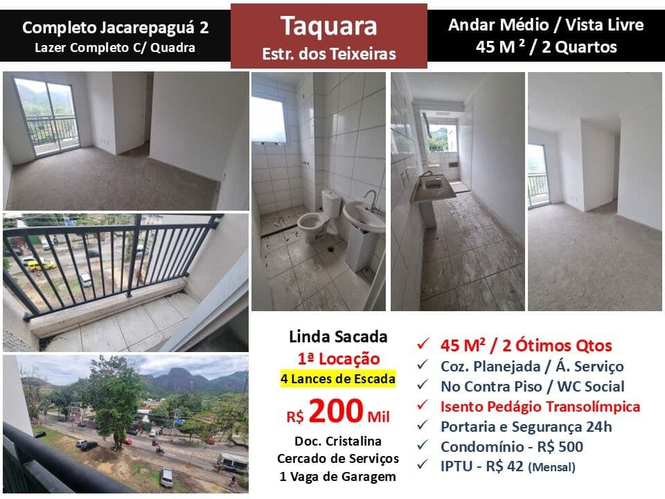Apto JPA Taquara Rio Grande Completo 2 45M²
