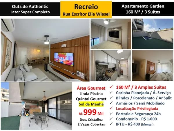 Apto Recreio Zico Outside 160M² Garden