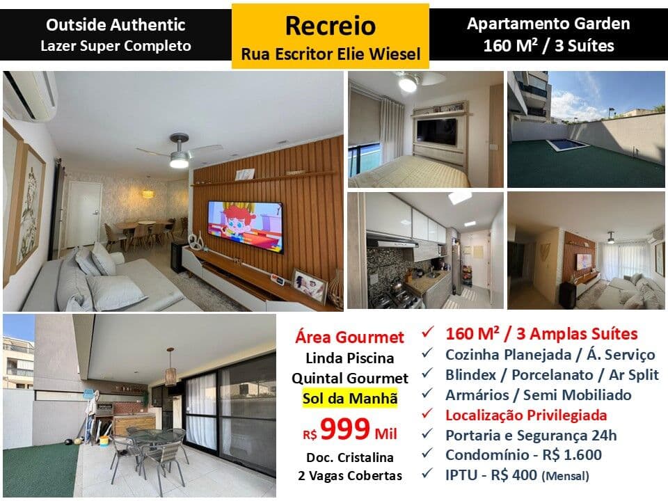 Apto Recreio Zico Outside 160M² Garden