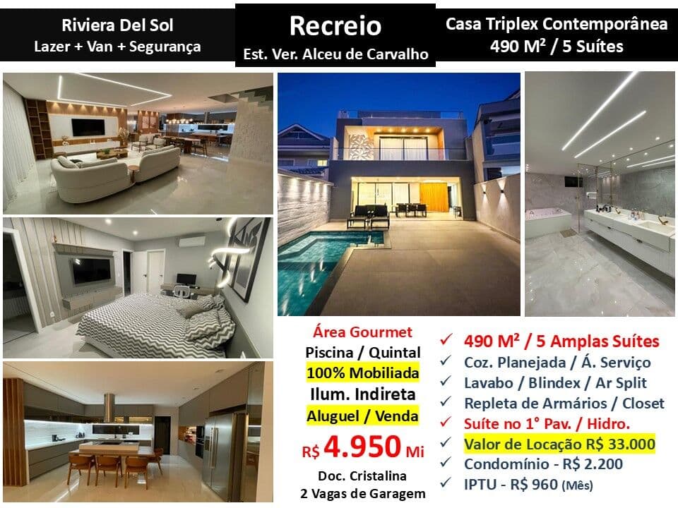 Casa Recreio Riviera Del Sol 490M²