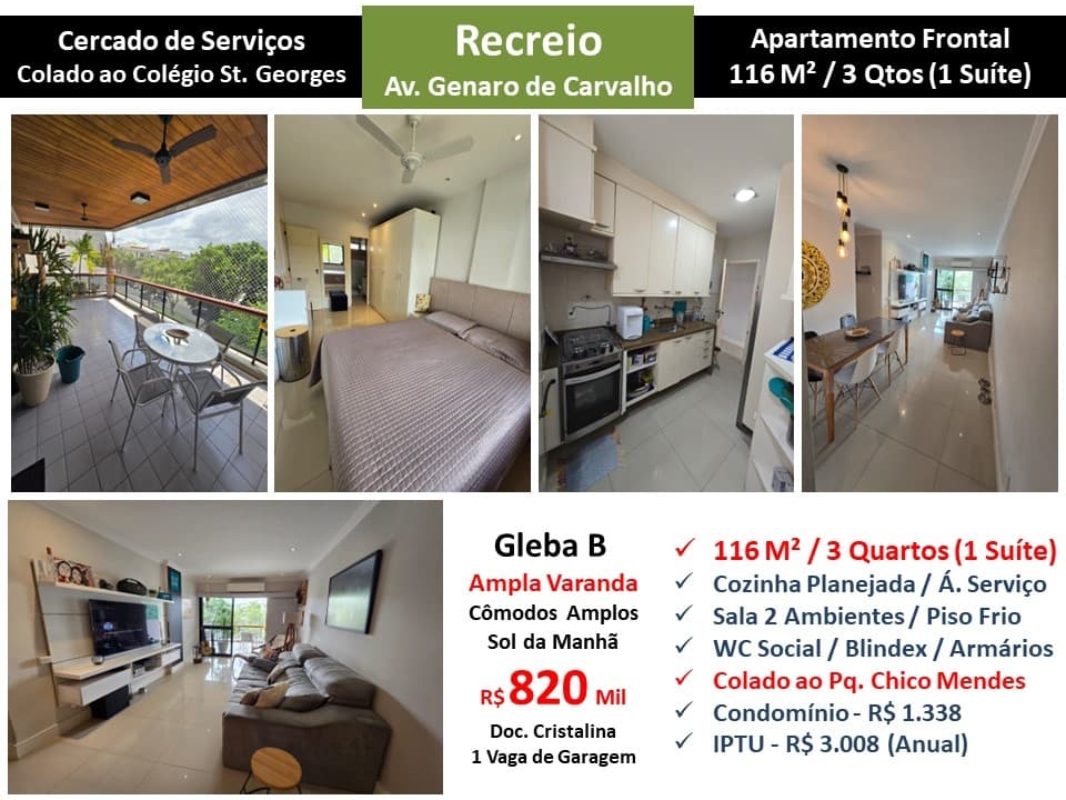Apto Recreio Gleba B Genaro de Carvalho 116M² 2