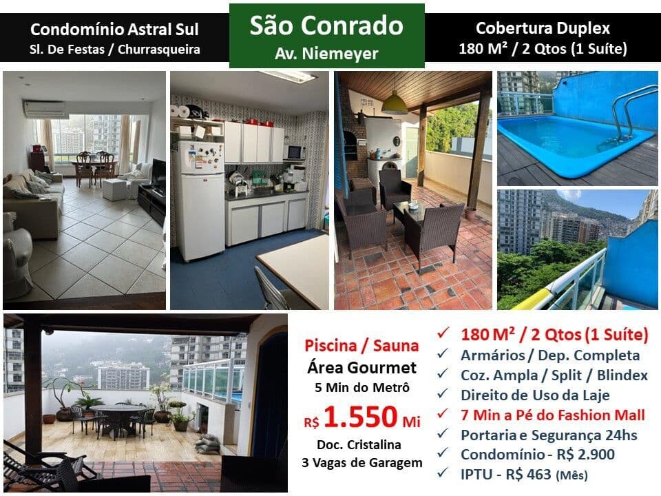 Cob São Conrado Niemeyer Astral Sul 180M²