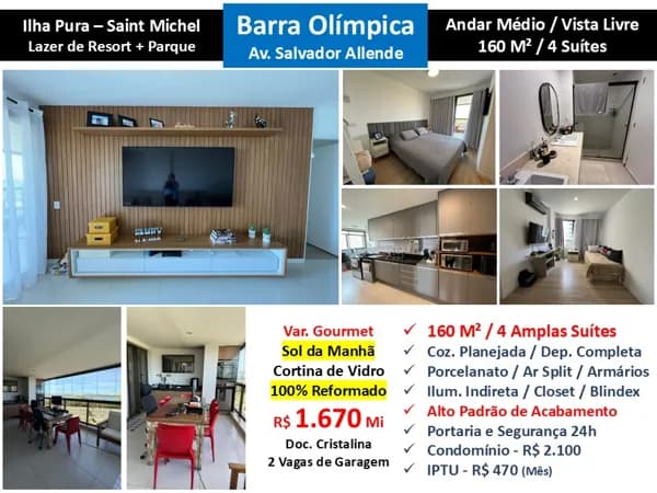 Apto Barra da Tijuca Ilha Pura Saint Michel 160M²