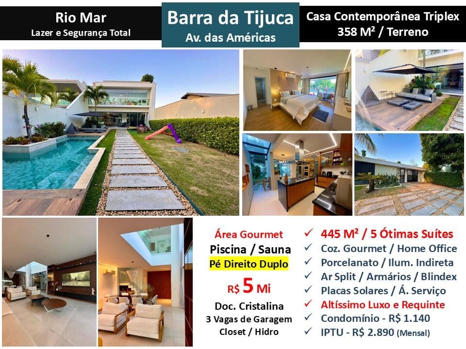 Casa Barra da Tijuca Rio Mar 445M²