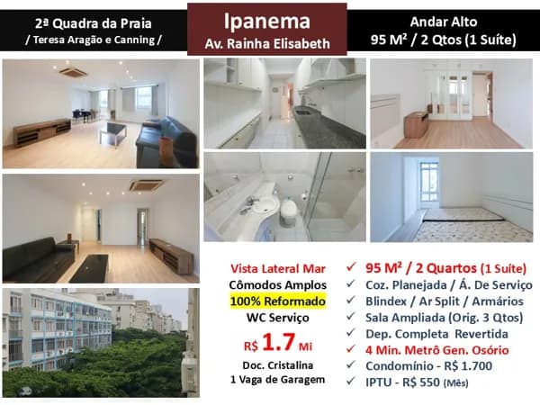 Apto Ipanema Rainha Elisabeth 95M²