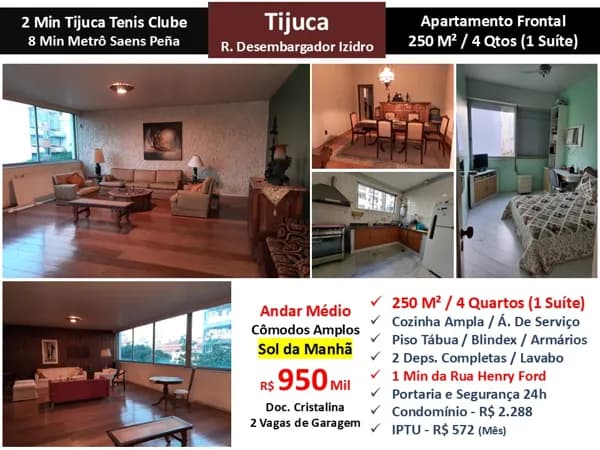Apto Tijuca Des. Izidro 250M² 2