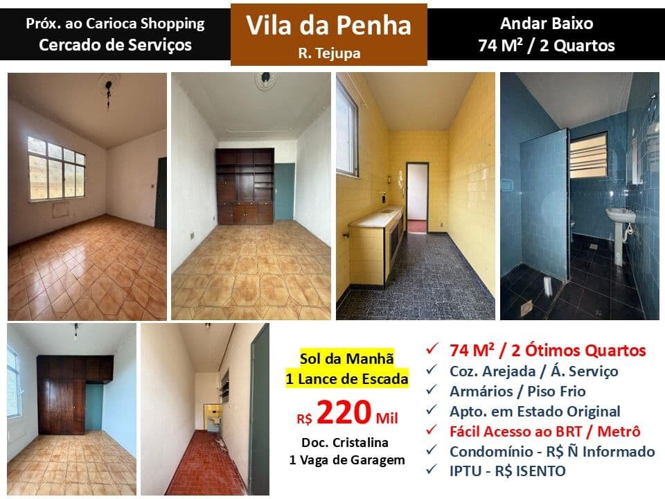 Apto Vila da Penha Tejupa 74M²