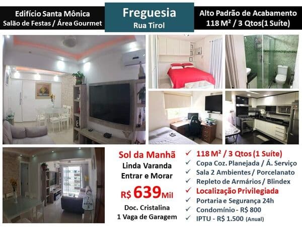 Apto JPA Freguesia Tirol Santa Mônica 118M²
