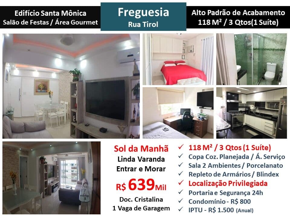 Apto JPA Freguesia Tirol Santa Mônica 118M²