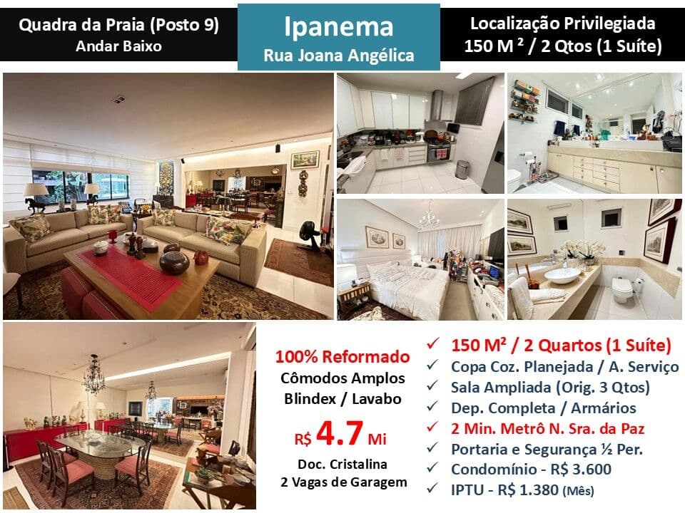 Apto Ipanema Joana Angélica 150M²
